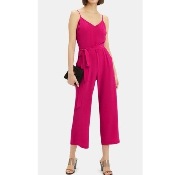 L'AGENCE Pants - L'Agence Jaelyn Silk Sleeveless Cropped Wide Leg Jumpsuit Women's 0